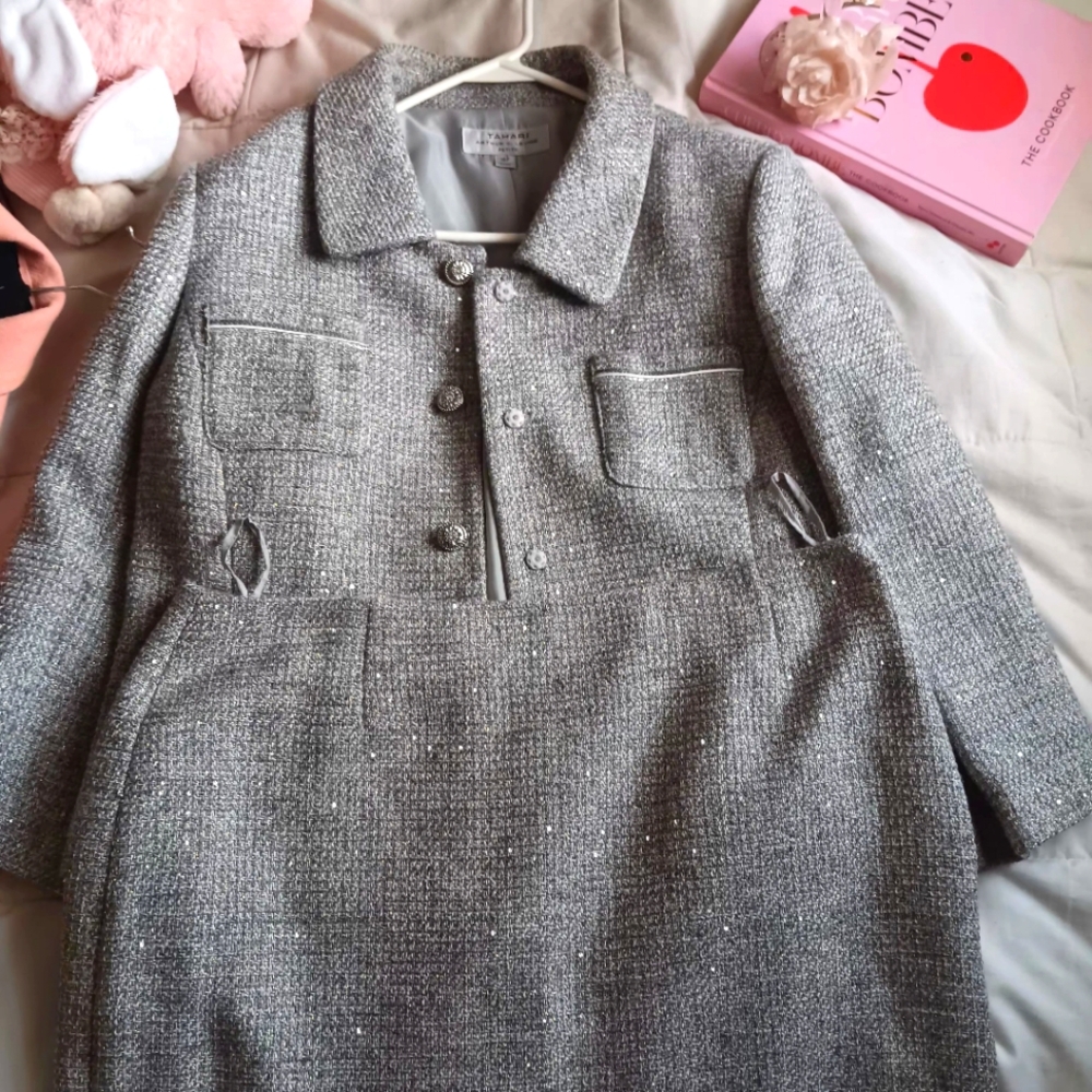 Tahari ASL Gray Tweed Blazer